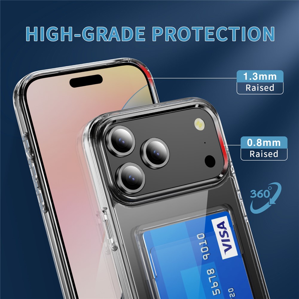  iPhone 17 Pro Max Skal Med Korthållare Transparent