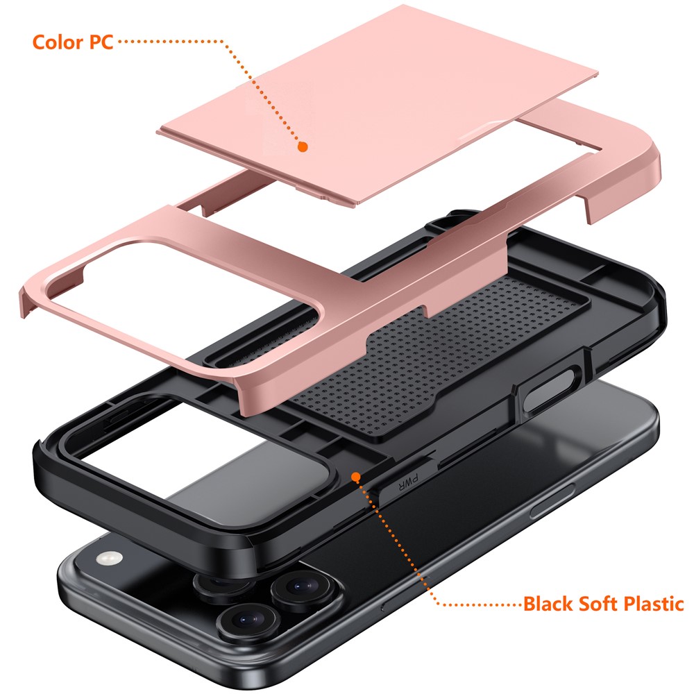  iPhone 17 Pro Max Skal Hybrid Med Kortfack Svart