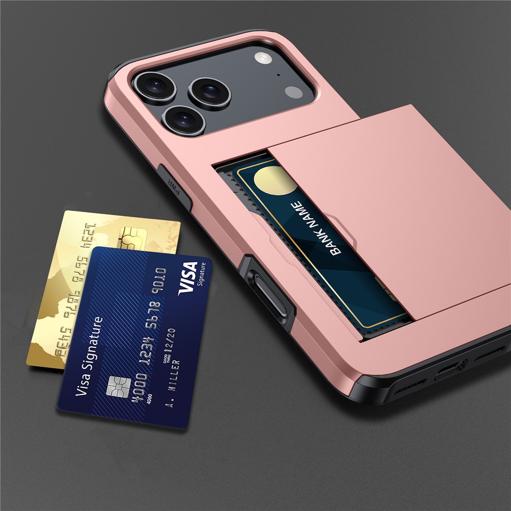  iPhone 17 Pro Max Skal Hybrid Med Kortfack Guld