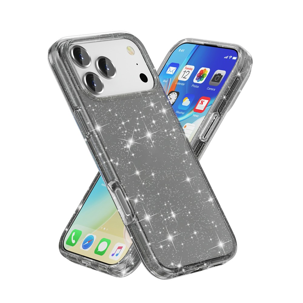  iPhone 17 Pro Max Skal Glitter Svart