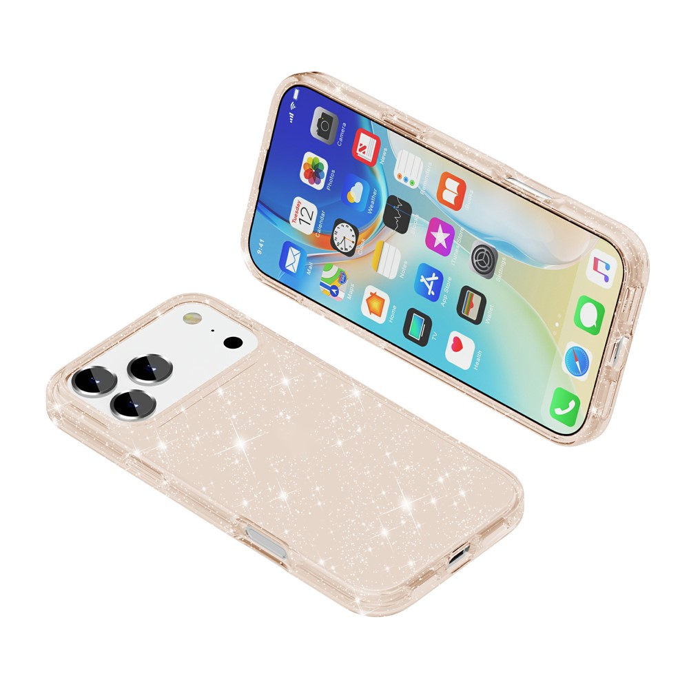  iPhone 17 Pro Max Skal Glitter Guld