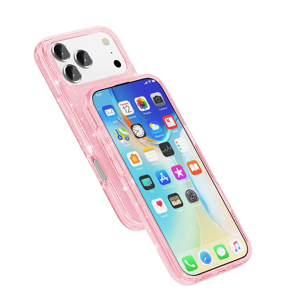  iPhone 17 Pro Max Skal Glitter Rosa