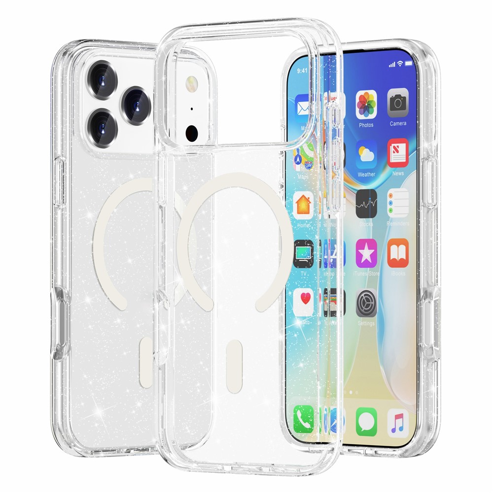  iPhone 17 Pro Max Skal MagSafe Glitter Transparent