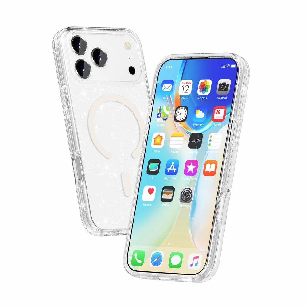  iPhone 17 Pro Max Skal MagSafe Glitter Transparent