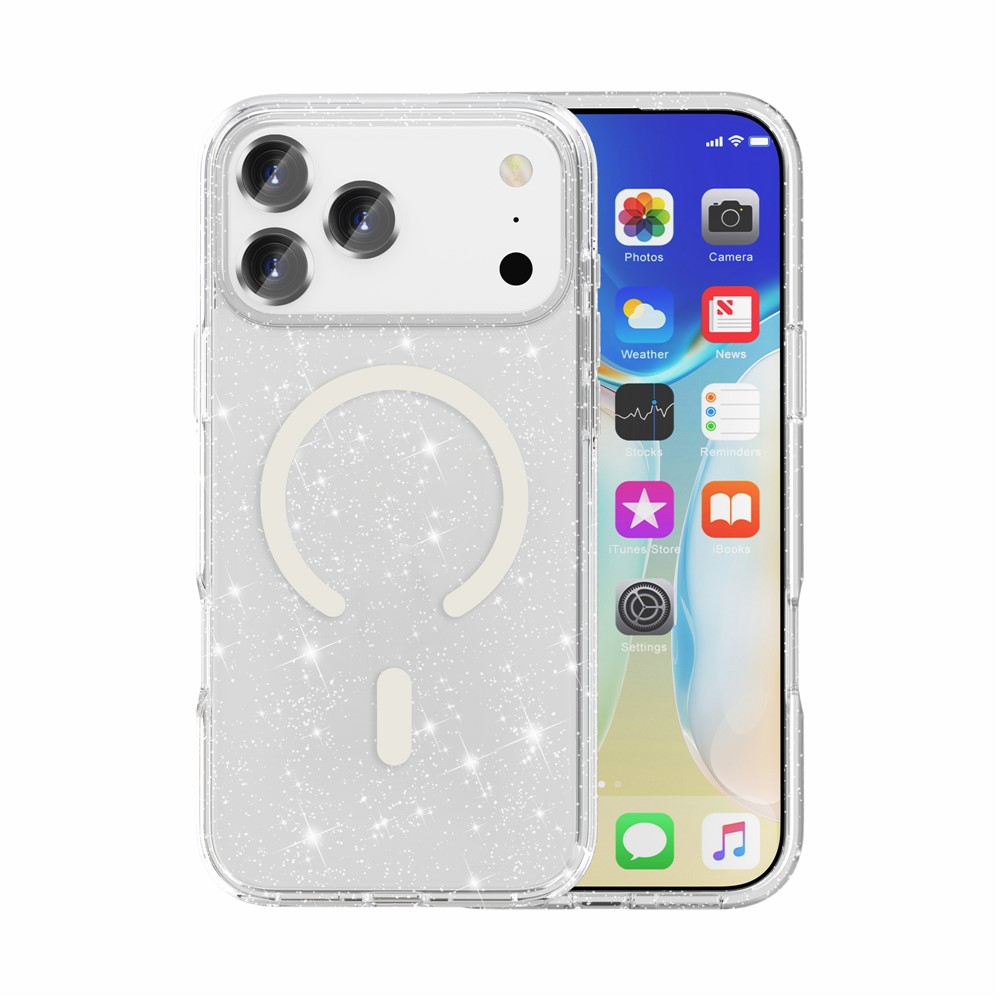  iPhone 17 Pro Max Skal MagSafe Glitter Transparent