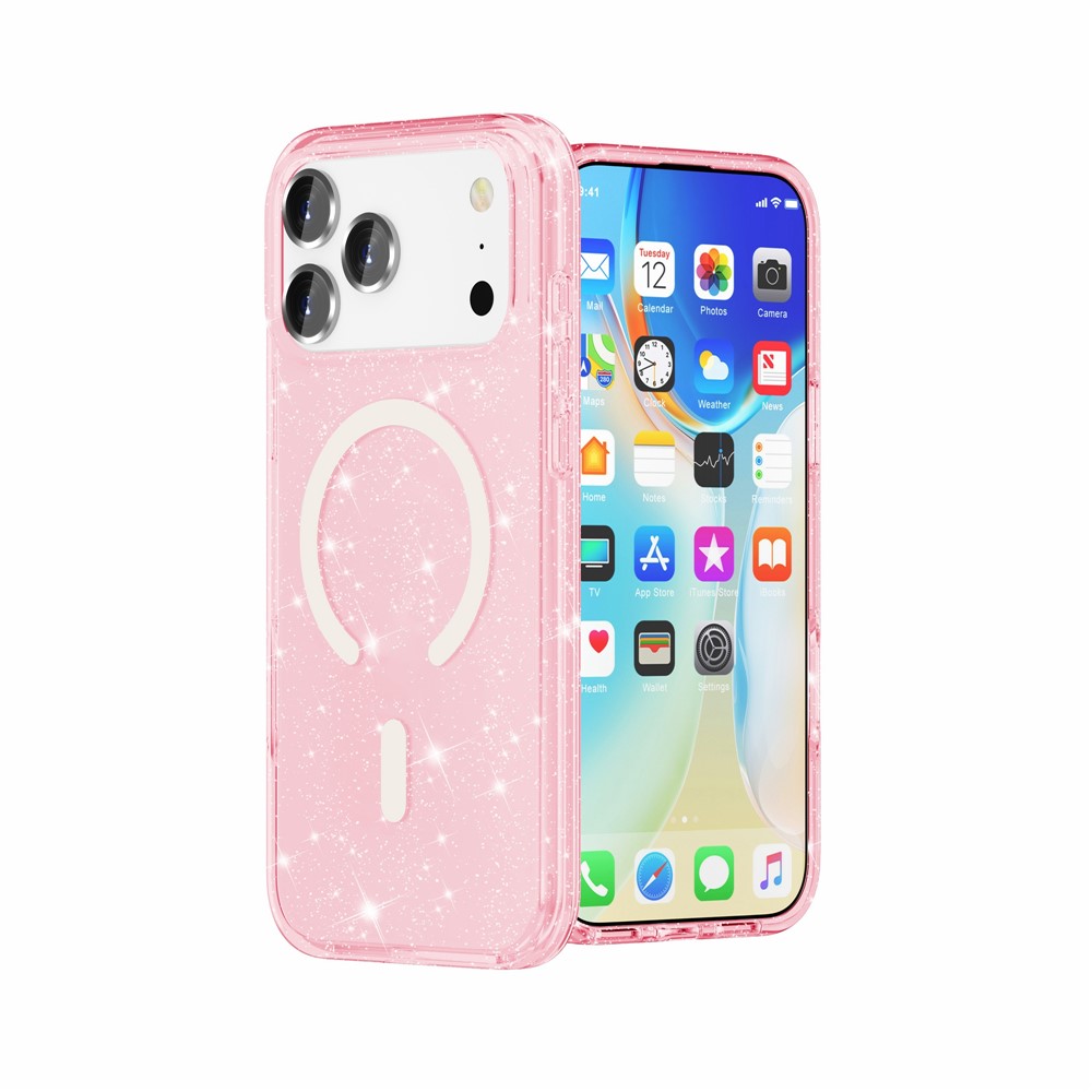  iPhone 17 Pro Max Skal MagSafe Glitter Rosa