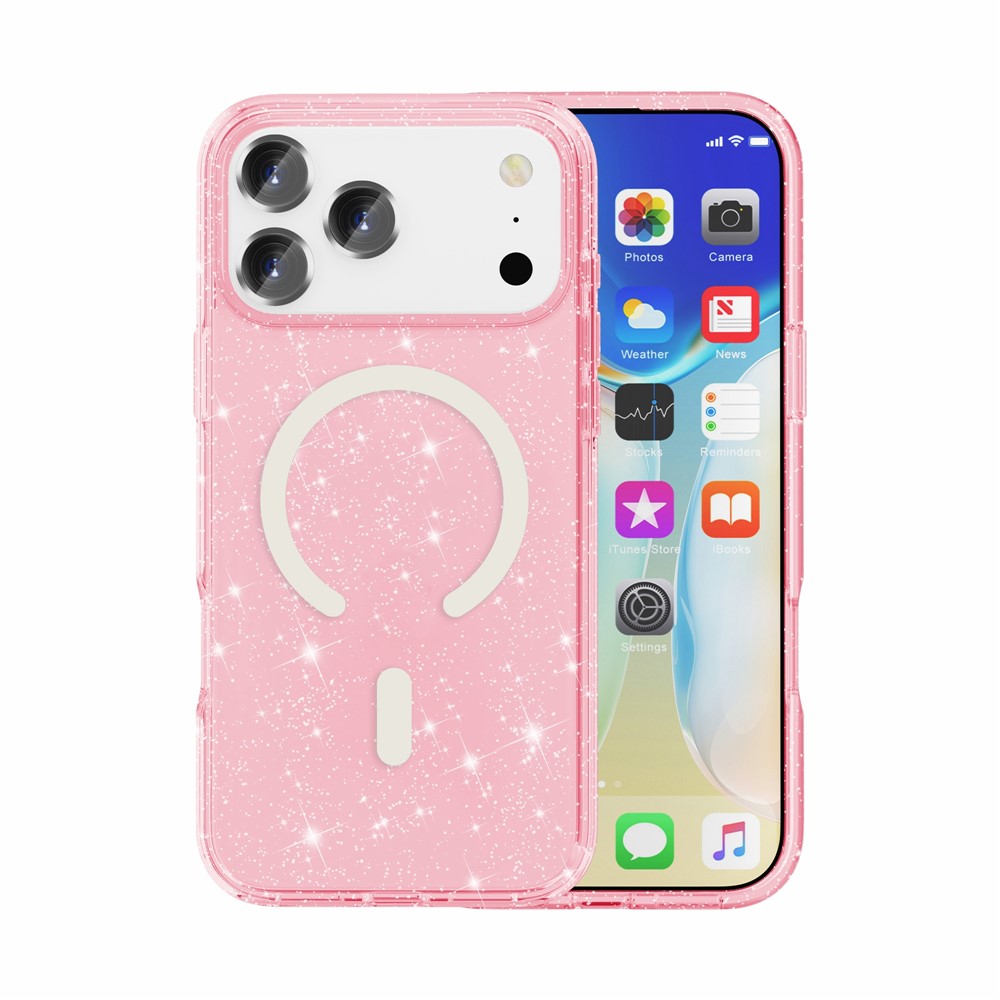  iPhone 17 Pro Max Skal MagSafe Glitter Rosa