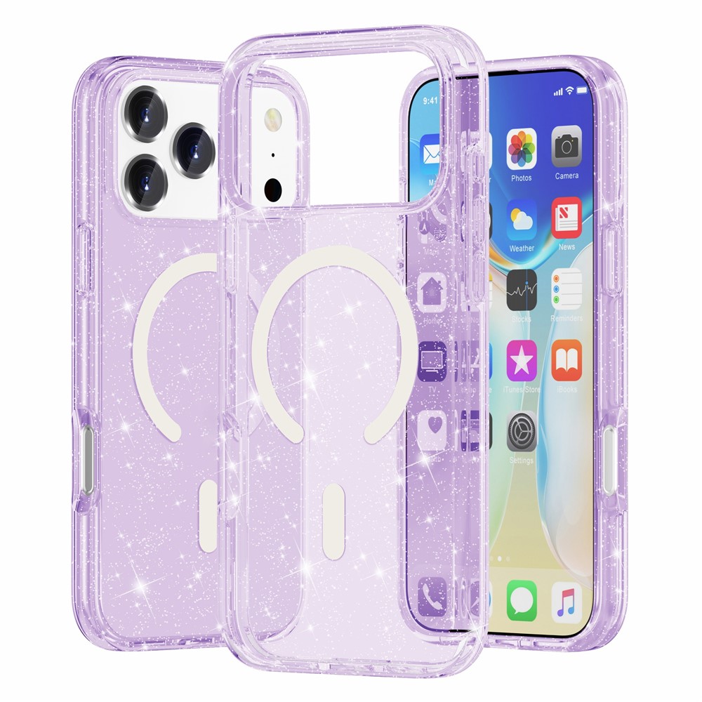  iPhone 17 Pro Max Skal MagSafe Glitter Lila