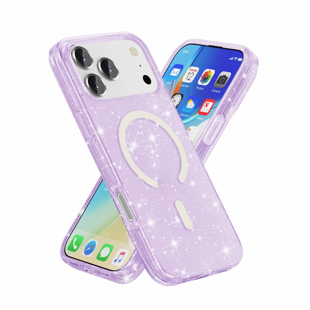  iPhone 17 Pro Max Skal MagSafe Glitter Lila