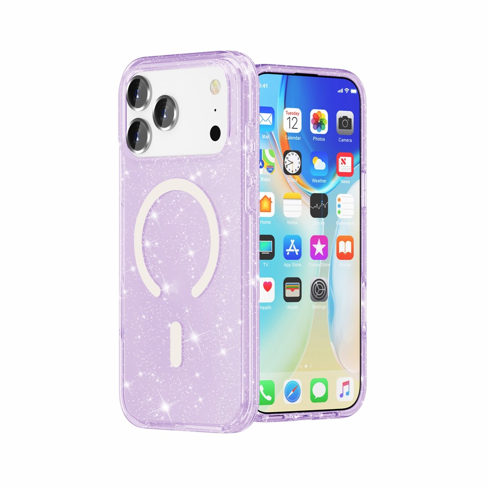  iPhone 17 Pro Max Skal MagSafe Glitter Lila