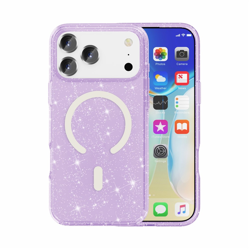  iPhone 17 Pro Max Skal MagSafe Glitter Lila