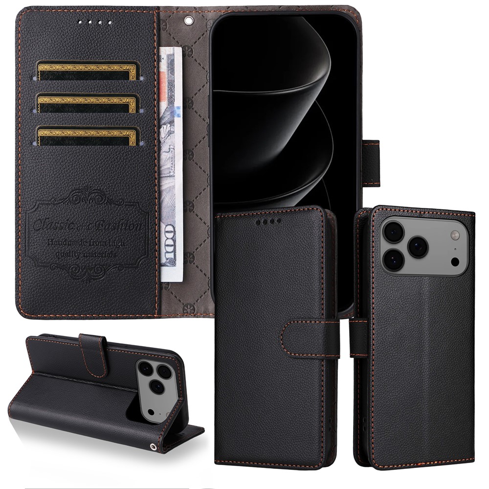  iPhone 17 Pro Max Fodral RFID Läder Svart