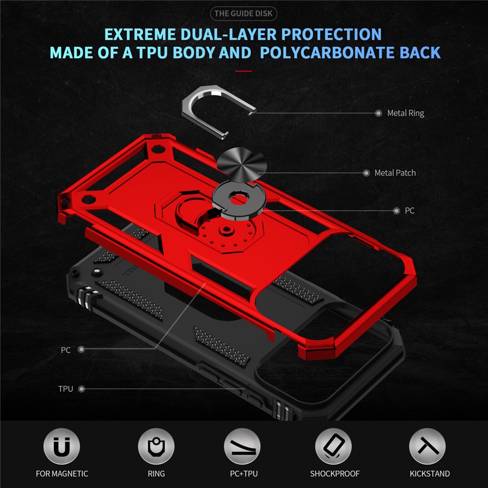  iPhone 17 Pro Max Skal Shockproof Hybrid Ring Röd