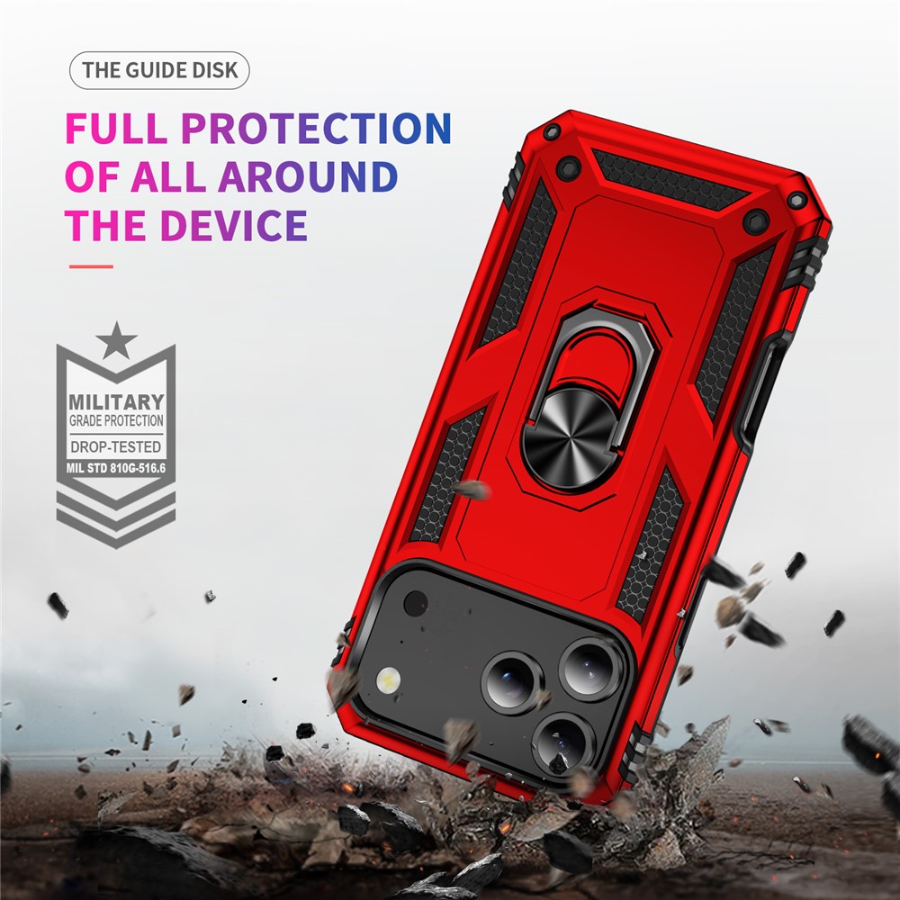  iPhone 17 Pro Max Skal Shockproof Hybrid Ring Röd