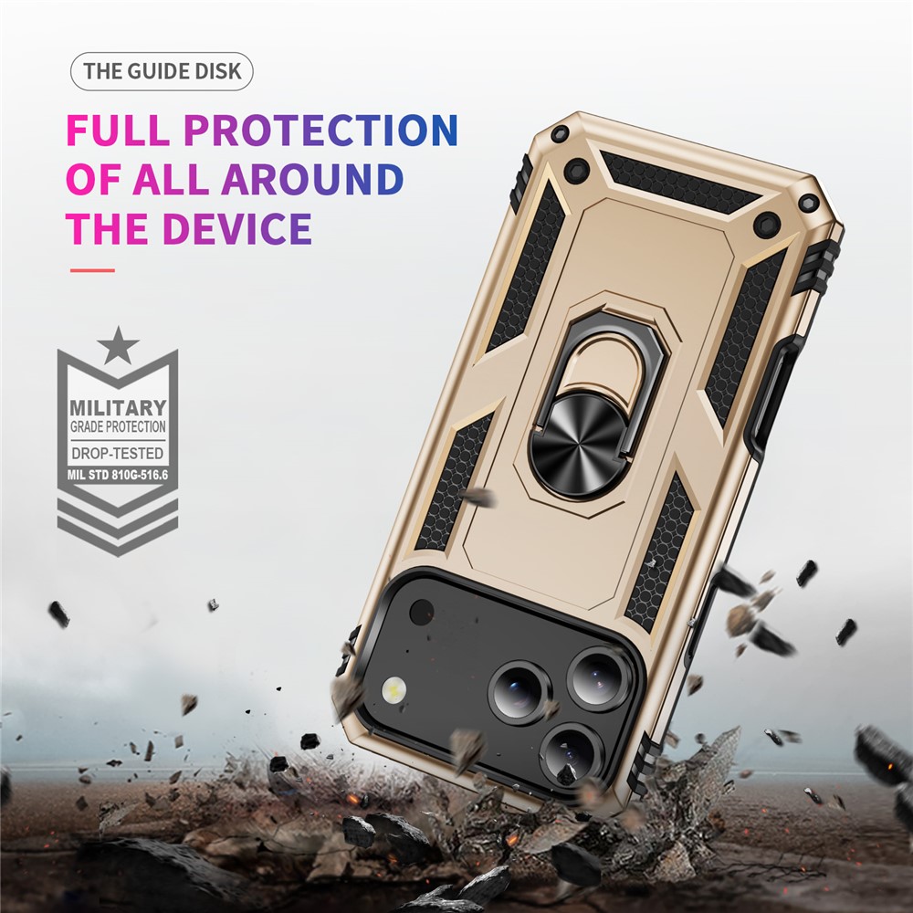  iPhone 17 Pro Max Skal Shockproof Hybrid Ring Guld