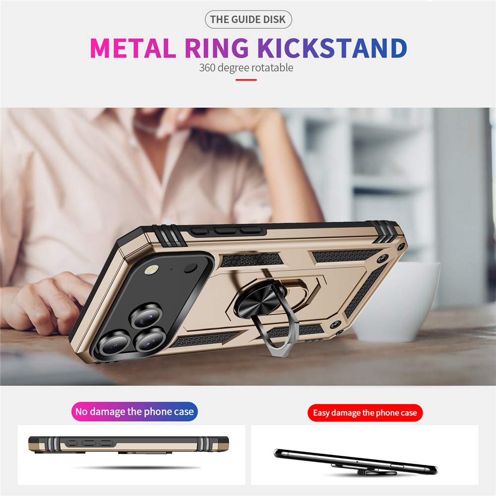  iPhone 17 Pro Max Skal Shockproof Hybrid Ring Guld