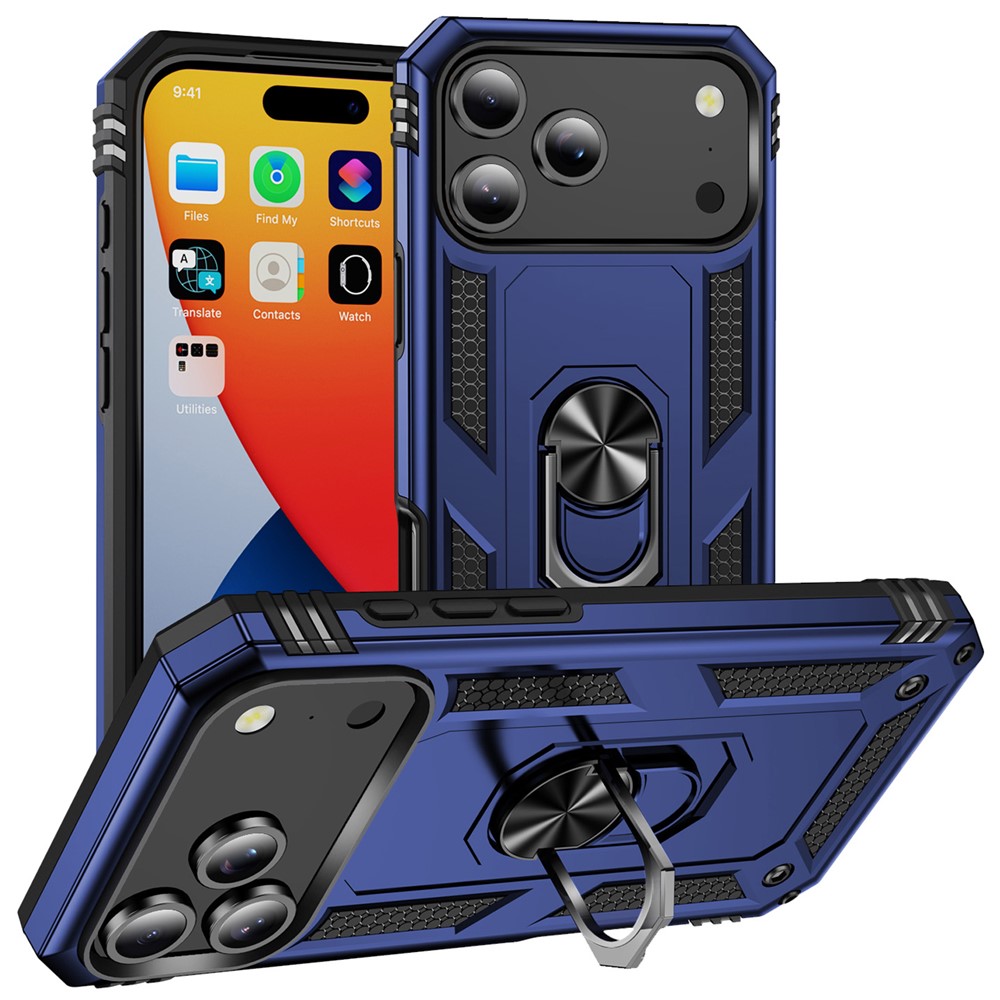  iPhone 17 Pro Max Skal Shockproof Hybrid Ring Blå