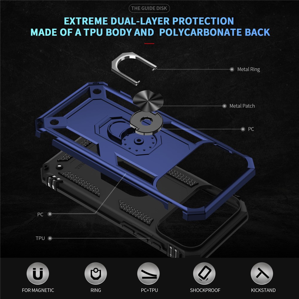  iPhone 17 Pro Max Skal Shockproof Hybrid Ring Blå