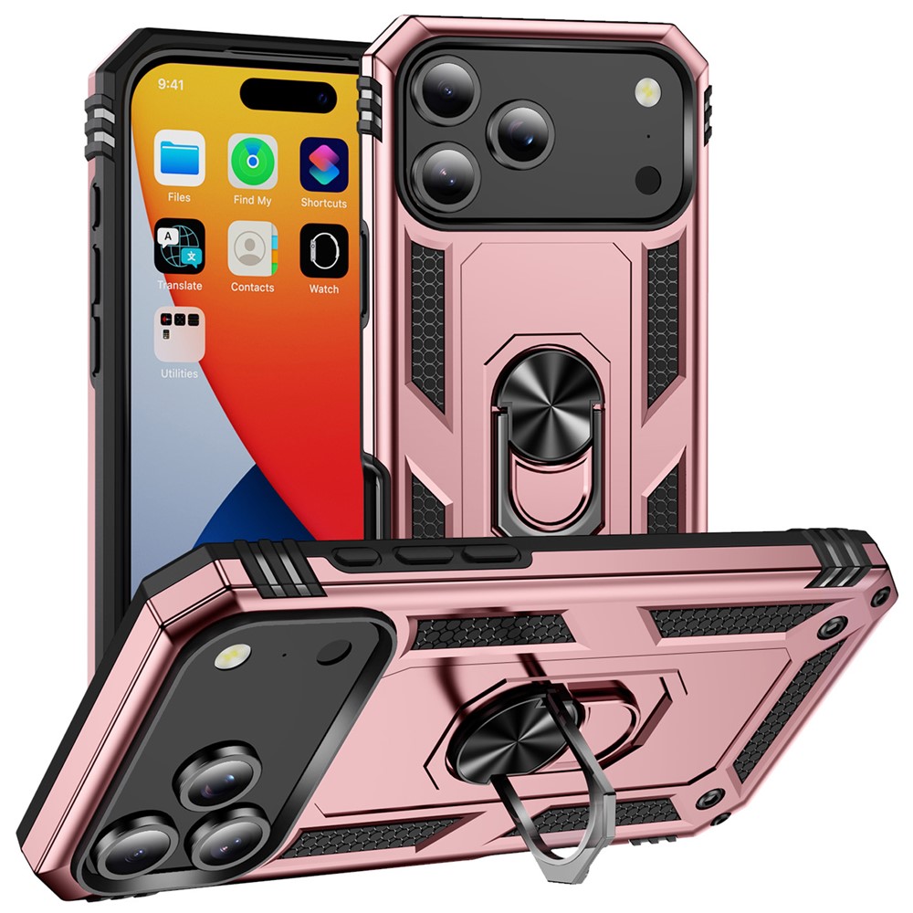  iPhone 17 Pro Max Skal Shockproof Hybrid Ring Roséguld