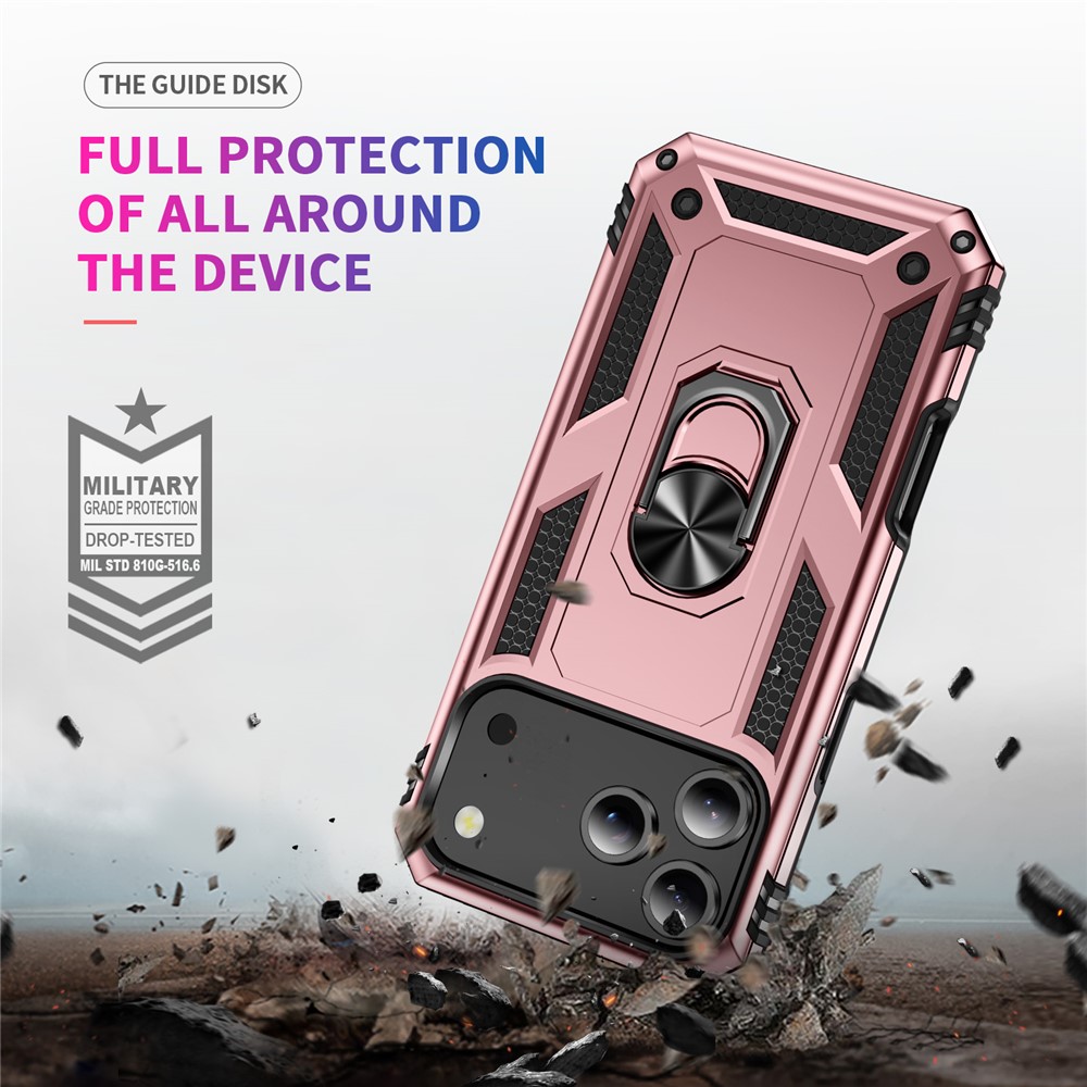  iPhone 17 Pro Max Skal Shockproof Hybrid Ring Roséguld