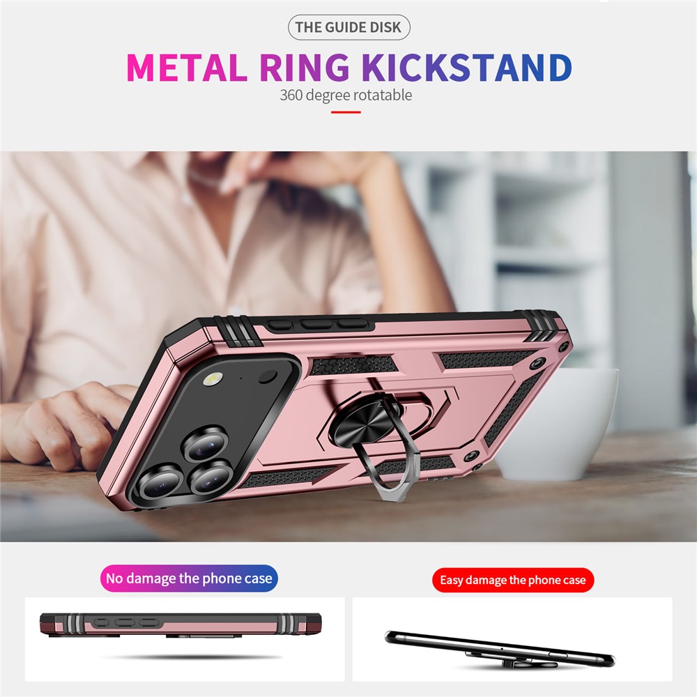  iPhone 17 Pro Max Skal Shockproof Hybrid Ring Roséguld