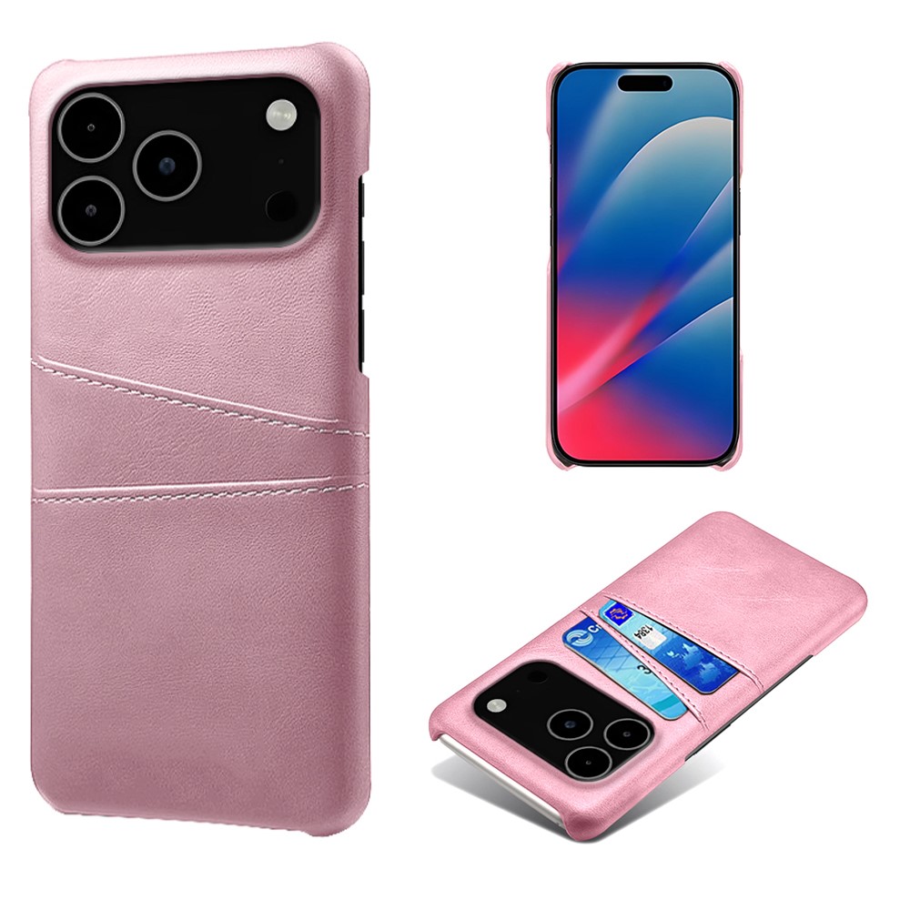  iPhone 17 Pro Max Skal Med Kortfack Läder Roséguld
