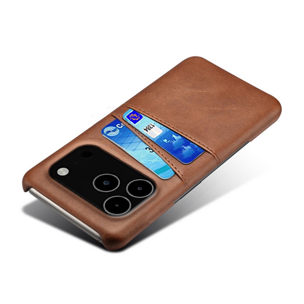  iPhone 17 Pro Max Skal Med Kortfack Läder Brun