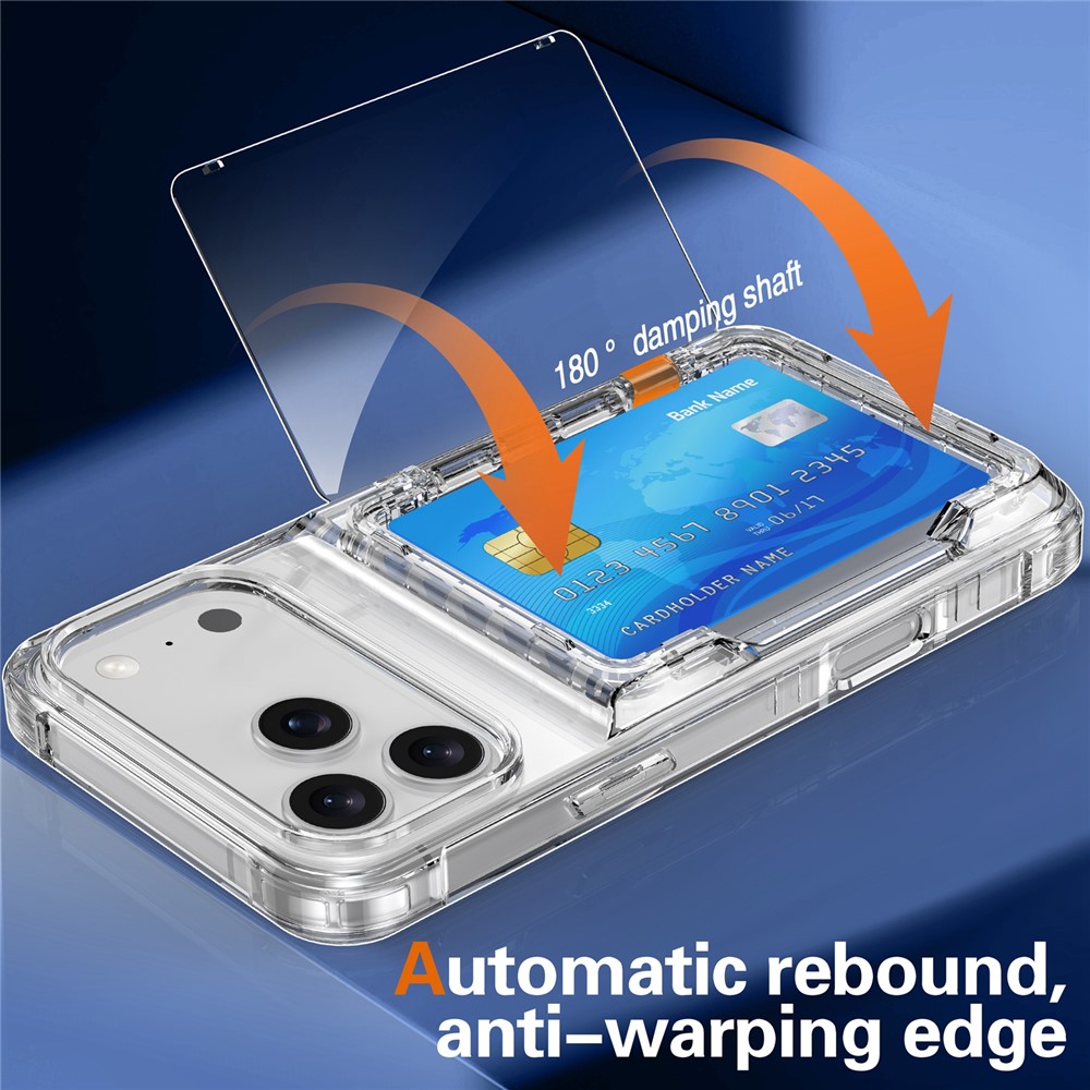  iPhone 17 Pro Max Skal Kickstand Med Kortfack Transparent