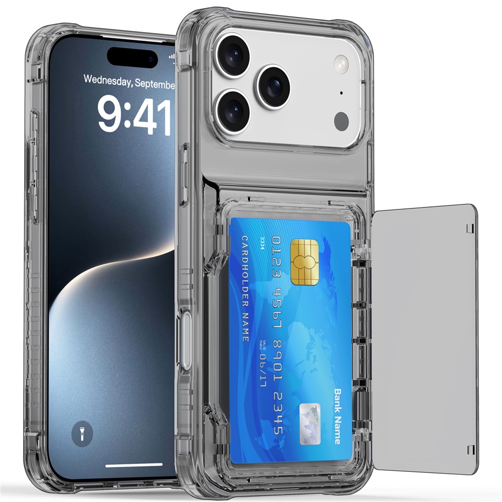  iPhone 17 Pro Max Skal Kickstand Med Kortfack Tonad Svart