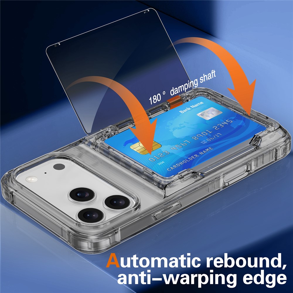  iPhone 17 Pro Max Skal Kickstand Med Kortfack Tonad Svart