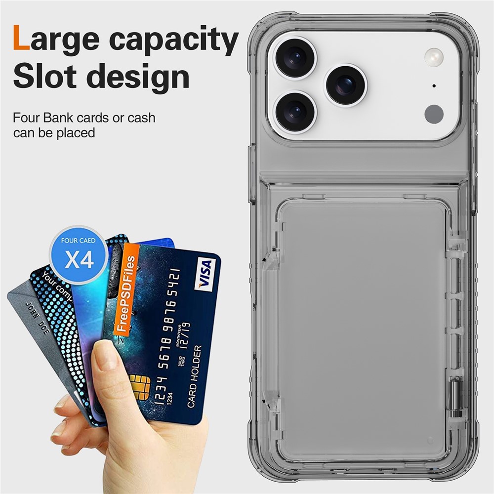  iPhone 17 Pro Max Skal Kickstand Med Kortfack Tonad Svart
