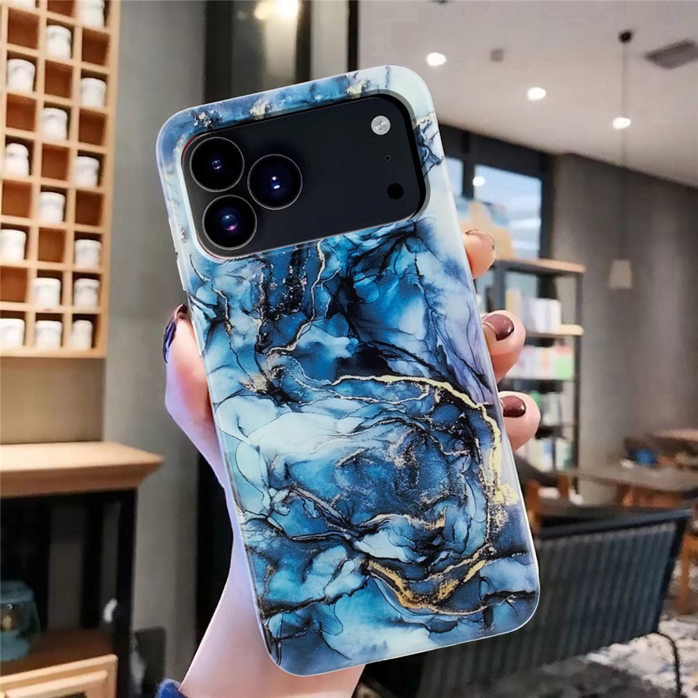  iPhone 17 Pro Max Skal Marmor TPU Blå