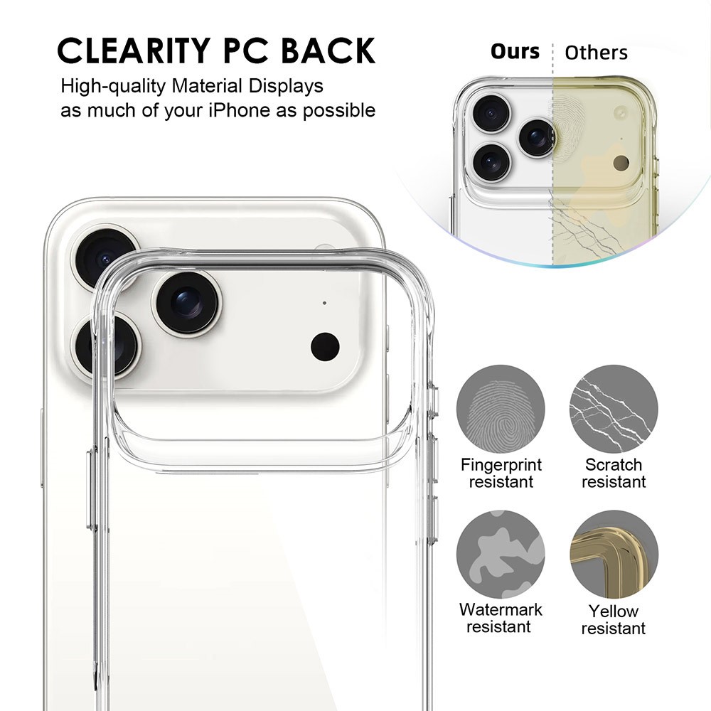  iPhone 17 Pro Max Skal Hybrid Transparent
