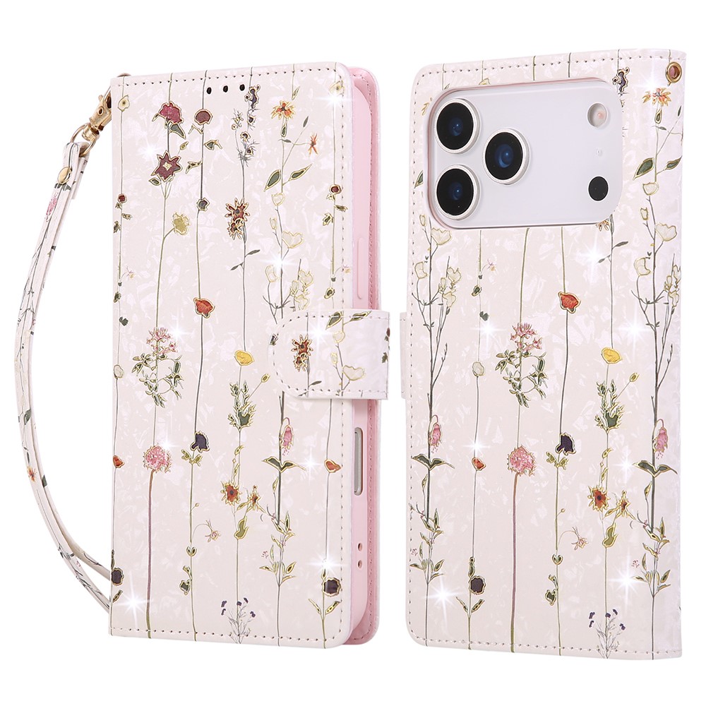  iPhone 17 Pro Max Fodral RFID Läder Små Blommor
