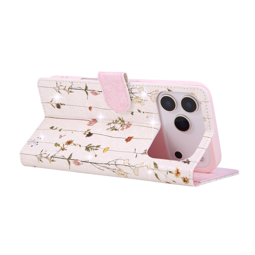  iPhone 17 Pro Max Fodral RFID Läder Små Blommor