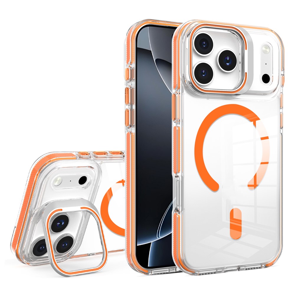  iPhone 17 Pro Max Skal MagSafe Kickstand Transparent / Orange