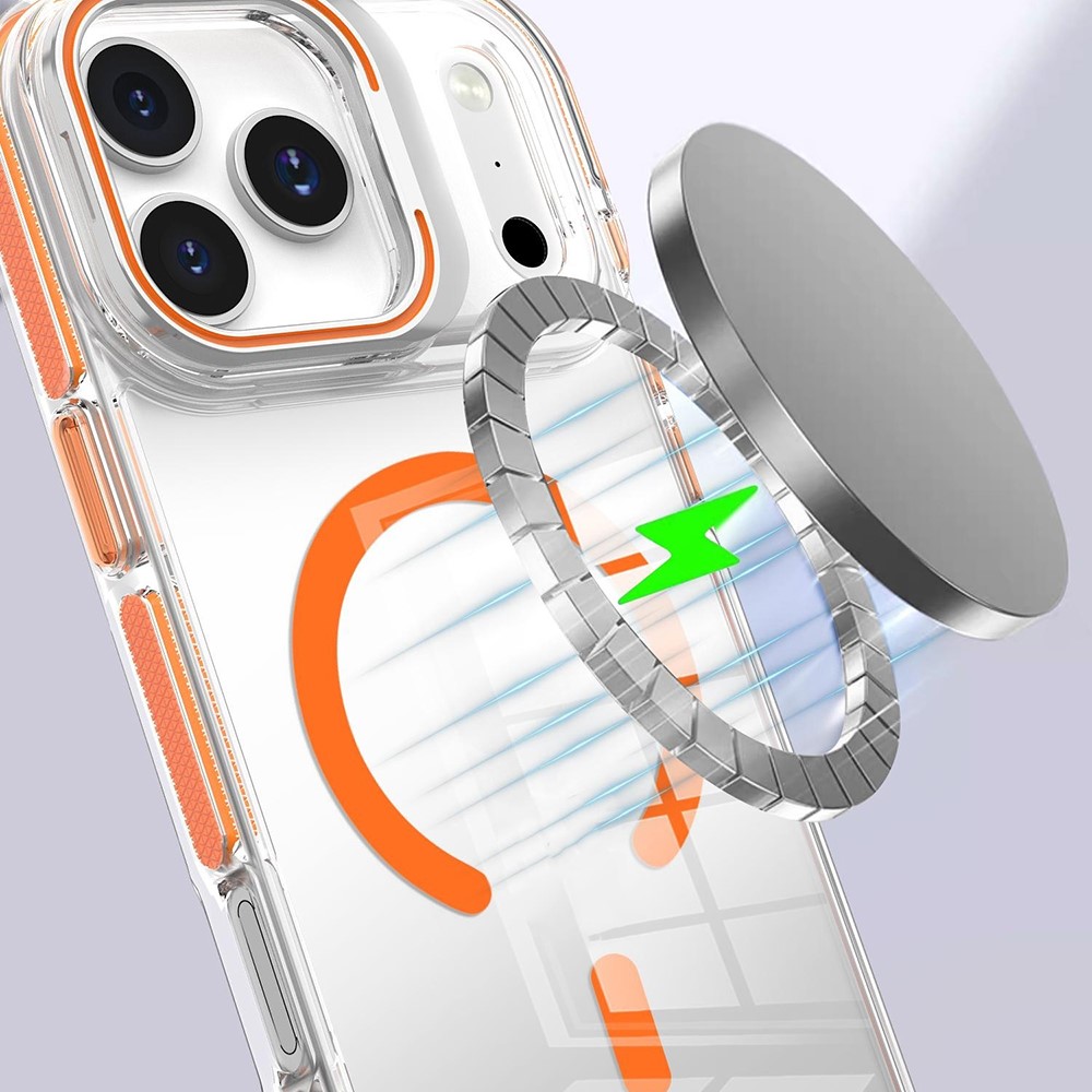  iPhone 17 Pro Max Skal MagSafe Kickstand Transparent / Orange