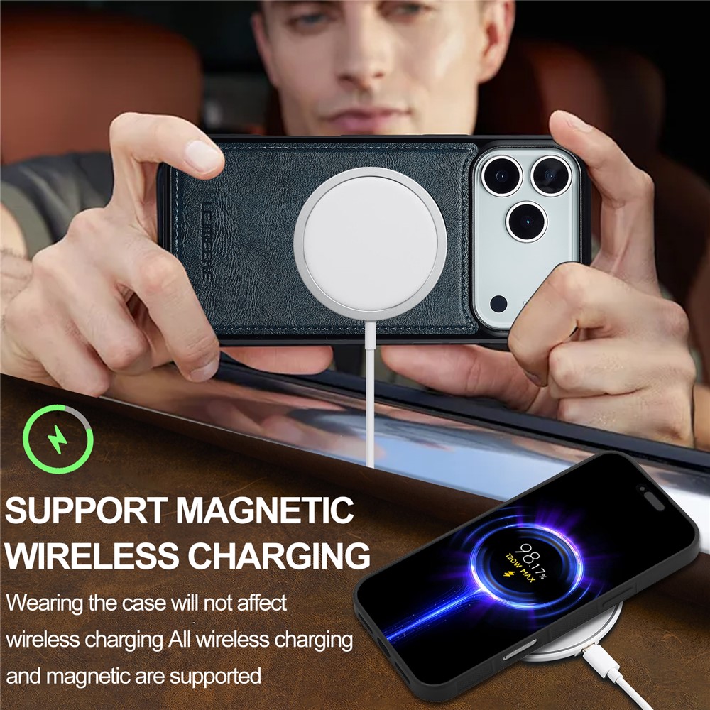 LC.IMEEKE LC.IMEEKE iPhone 17 Pro Max Skal MagSafe Läder Blå