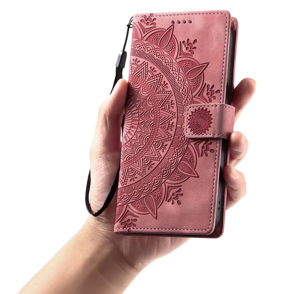  iPhone 17 Pro Max Fodral Mandala Läder Roséguld