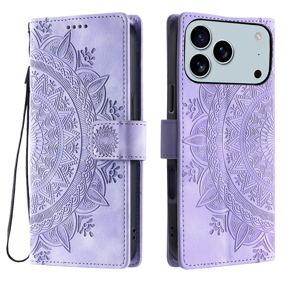  iPhone 17 Pro Max Fodral Mandala Läder Lila