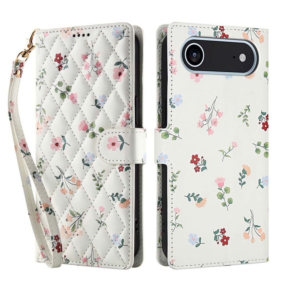  iPhone Air Fodral Rhombus Läder Blommor Vit