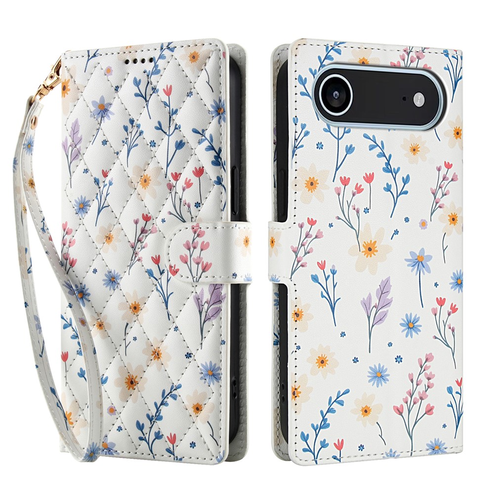  iPhone Air Fodral Rhombus Läder Blommor Vit