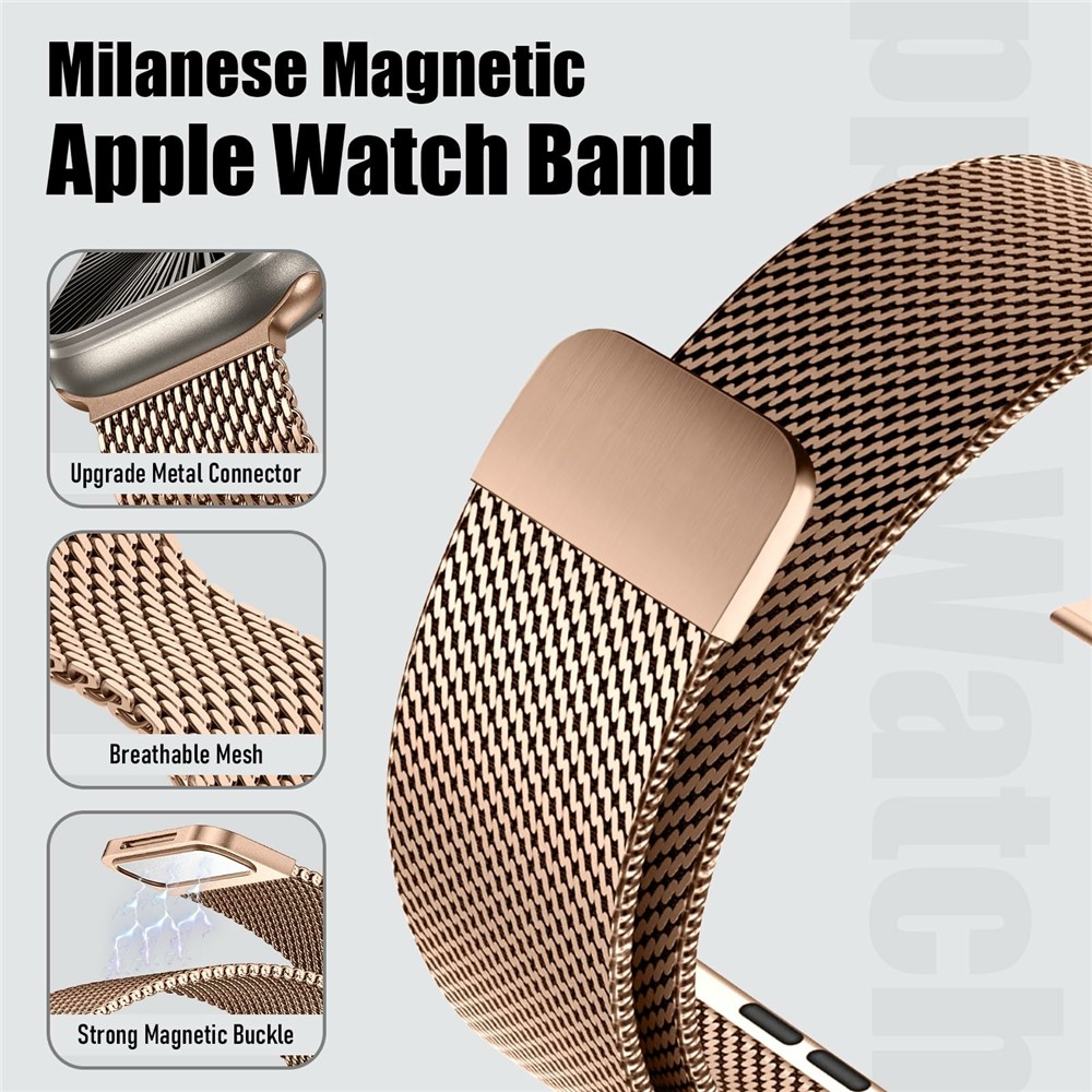  Apple Watch 42/44/45/46/49 mm Armband Milanese Roséguld