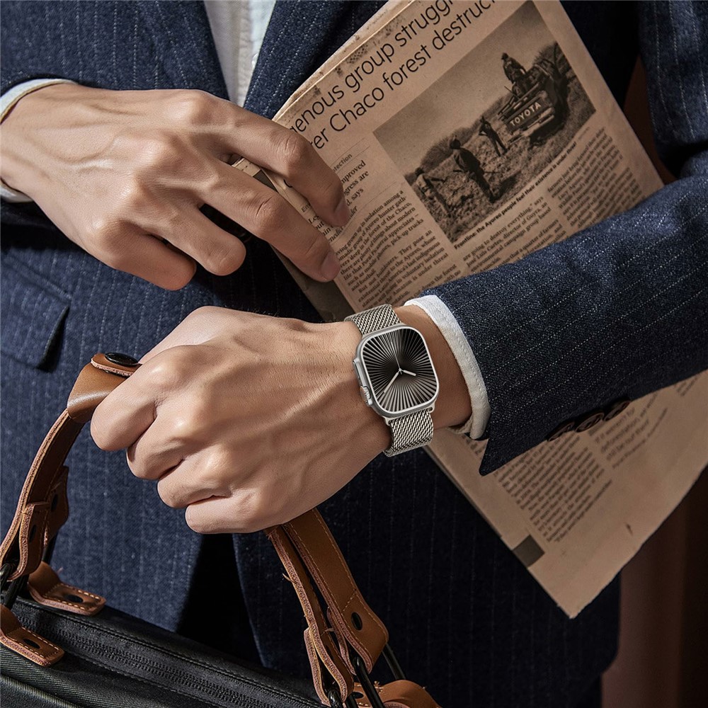  Apple Watch 42/44/45/46/49 mm Armband Milanese Titanium
