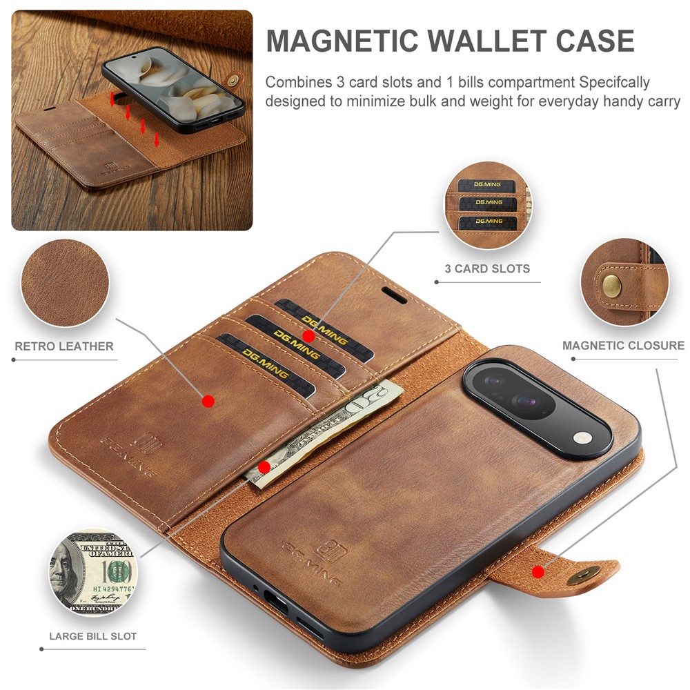 DG.MING DG.MING Google Pixel 10/10 Pro 2in1 Magnet Fodral / Skal Brun
