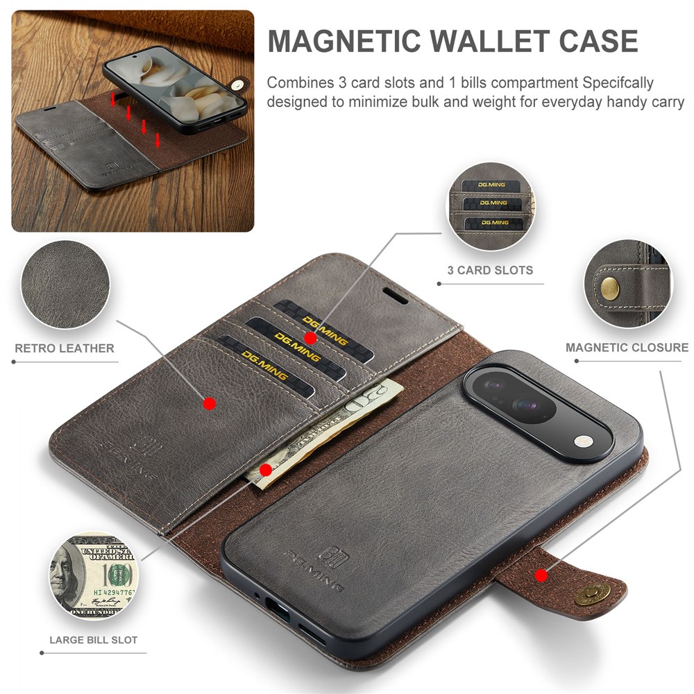 DG.MING DG.MING Google Pixel 10/10 Pro 2in1 Magnet Fodral / Skal Grå