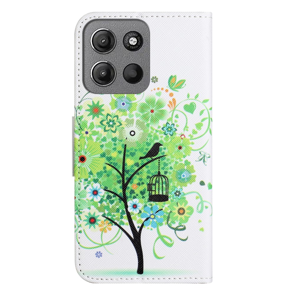  Motorola Moto G86 Power/G86 5G Fodral Läder Grönt Träd