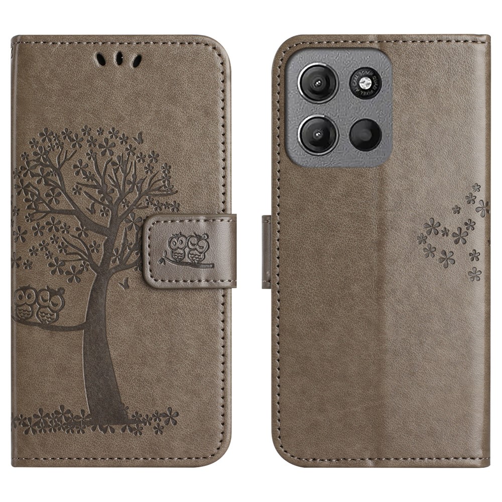  Motorola Moto G86 Power/G86 5G Fodral Träd Tryck Grå