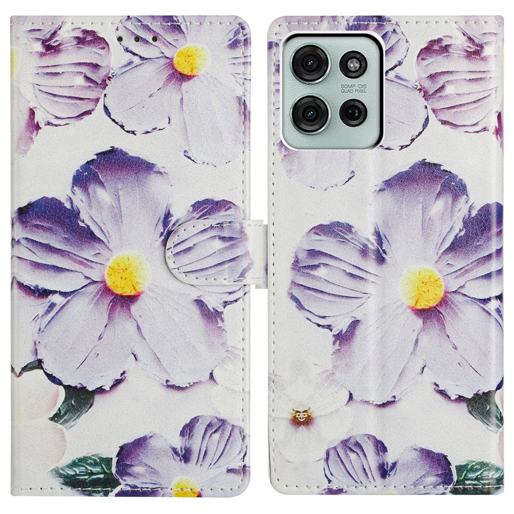  Motorola Moto G86 5G Fodral Med Tryck Lila Blommor