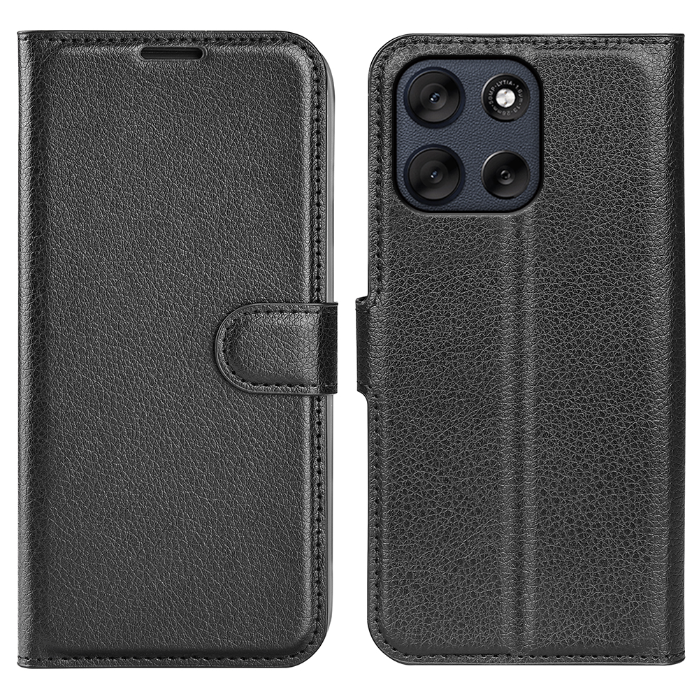  Motorola Moto G56 5G Fodral Litchi Läder Svart